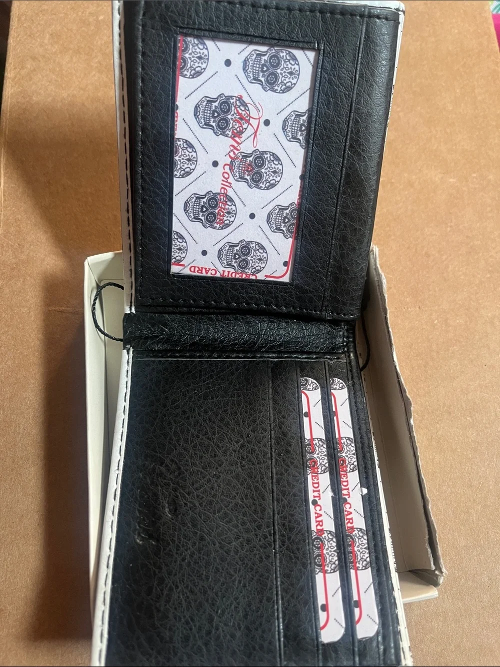 White Skull-Print Men's Money Clip Wallet